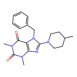 7-Benzyl-1,3-dimethyl-8-(4-methyl-piperidin-1-yl)-3,7-dihydro-purine-2,6-dione structure