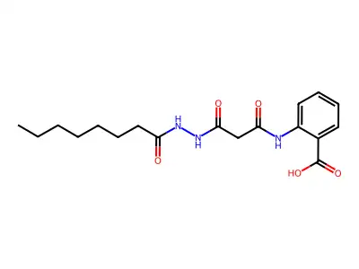 2-{[3-(2-Octanoylhydrazinyl)-3-oxopropanoyl]amino}benzoic acid structure