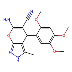 6-Amino-3-methyl-4-(2,4,5-trimethoxyphenyl)-1,4-dihydropyrano[2,3-c]pyrazole-5-carbonitrile structure