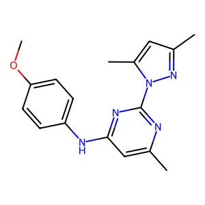 2-(3,5-dimethyl-1H-pyrazol-1-yl)-N-(4-methoxyphenyl)-6-methylpyrimidin-4-amine structure