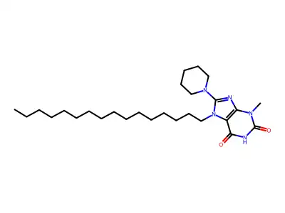 7-Hexadecyl-3-methyl-8-piperidin-1-yl-3,7-dihydro-purine-2,6-dione structure