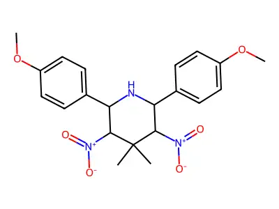 2,6-Bis(4-methoxyphenyl)-4,4-dimethyl-3,5-dinitropiperidine structure