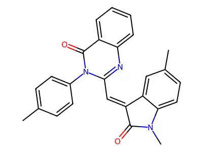 2-[(E)-(1,5-dimethyl-2-oxoindol-3-ylidene)methyl]-3-(4-methylphenyl)quinazolin-4-one structure