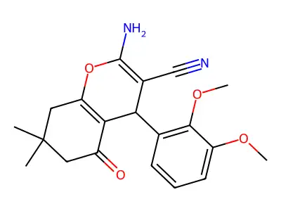 2-amino-4-(2,3-dimethoxyphenyl)-7,7-dimethyl-5-oxo-5,6,7,8-tetrahydro-4H-chromene-3-carbonitrile structure