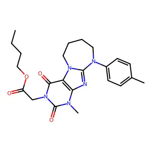 butyl 2-[1-methyl-10-(4-methylphenyl)-2,4-dioxo-1H,2H,3H,4H,6H,7H,8H,9H,10H-[1,3]diazepino[1,2-g]purin-3-yl]acetate structure