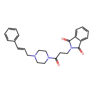 2-[3-oxo-3-[4-[(E)-3-phenylprop-2-enyl]piperazin-1-yl]propyl]isoindole-1,3-dione structure