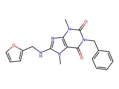 1-benzyl-8-((furan-2-ylmethyl)amino)-3,7-dimethyl-1H-purine-2,6(3H,7H)-dione structure