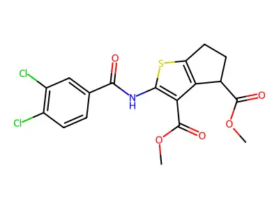 dimethyl 2-[(3,4-dichlorobenzoyl)amino]-5,6-dihydro-4H-cyclopenta[b]thiophene-3,4-dicarboxylate structure