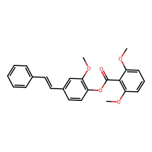 2-methoxy-4-[(E)-2-phenylethenyl]phenyl 2,6-dimethoxybenzoate structure