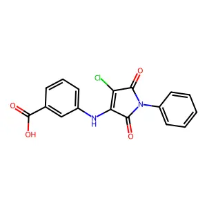 3-[(4-chloro-2,5-dioxo-1-phenyl-2,5-dihydro-1H-pyrrol-3-yl)amino]benzoic acid structure