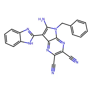 6-Amino-7-benzimidazol-2-yl-5-benzylpyrrolo[2,3-b]pyrazine-2,3-dicarbonitrile structure
