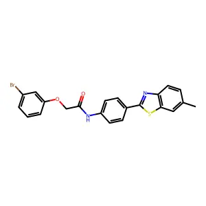 2-(3-bromophenoxy)-N-[4-(6-methyl-1,3-benzothiazol-2-yl)phenyl]acetamide structure
