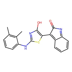 3-{2-[(2,3-dimethylphenyl)imino]-4-oxo-1,3-thiazolidin-5-ylidene}-1,3-dihydro-2H-indol-2-one structure