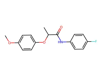 N-(4-fluorophenyl)-2-(4-methoxyphenoxy)propanamide structure