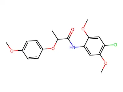 N-(4-chloro-2,5-dimethoxyphenyl)-2-(4-methoxyphenoxy)propanamide structure