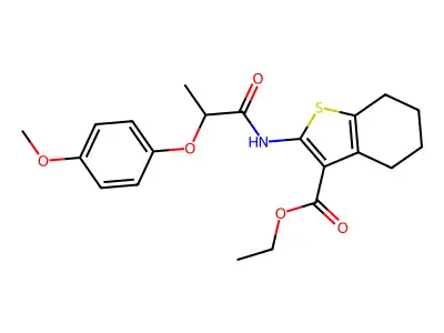 ethyl 2-{[2-(4-methoxyphenoxy)propanoyl]amino}-4,5,6,7-tetrahydro-1-benzothiophene-3-carboxylate structure