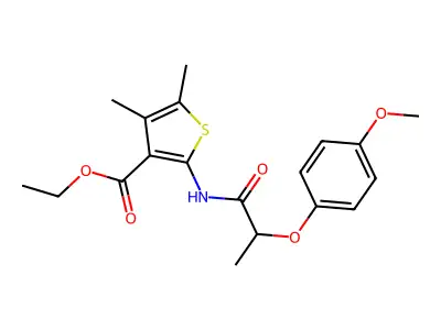 ethyl 2-{[2-(4-methoxyphenoxy)propanoyl]amino}-4,5-dimethylthiophene-3-carboxylate structure