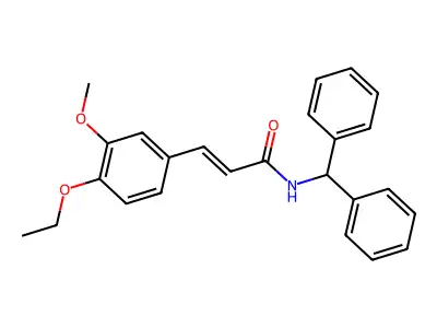 (2E)-N-(diphenylmethyl)-3-(4-ethoxy-3-methoxyphenyl)prop-2-enamide structure