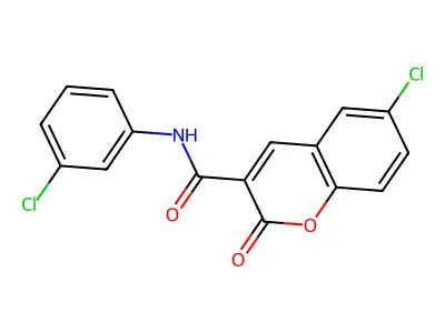 6-chloro-N-(3-chlorophenyl)-2-oxo-2H-chromene-3-carboxamide structure