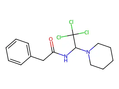 2-phenyl-N-[2,2,2-trichloro-1-(1-piperidinyl)ethyl]acetamide structure