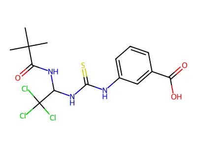 3-(3-(2,2,2-Trichloro-1-pivalamidoethyl)thioureido)benzoic acid structure