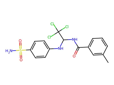 3-methyl-N-[2,2,2-trichloro-1-(4-sulfamoylanilino)ethyl]benzamide structure