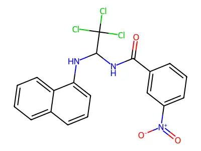 3-nitro-N-(2,2,2-trichloro-1-(naphthalen-1-ylamino)ethyl)benzamide structure
