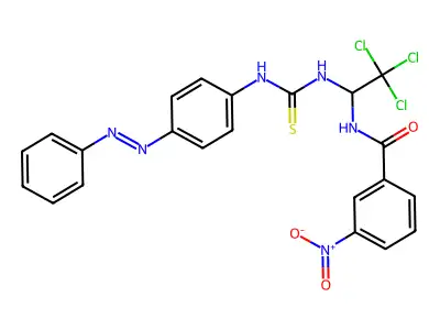 3-nitro-N-{2,2,2-trichloro-1-[({4-[(E)-phenyldiazenyl]phenyl}carbamothioyl)amino]ethyl}benzamide structure