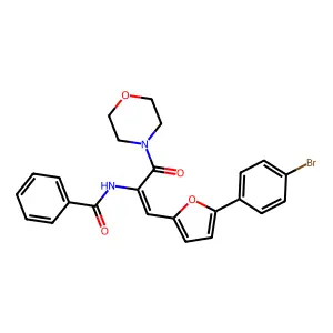 N-[(1E)-1-[5-(4-bromophenyl)furan-2-yl]-3-(morpholin-4-yl)-3-oxoprop-1-en-2-yl]benzamide structure