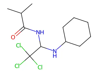 2-methyl-N-[2,2,2-trichloro-1-(cyclohexylamino)ethyl]propanamide structure