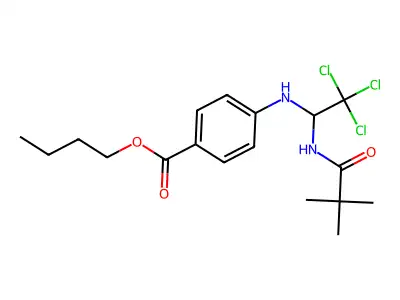 Butyl 4-{[2,2,2-trichloro-1-(2,2-dimethylpropanamido)ethyl]amino}benzoate structure