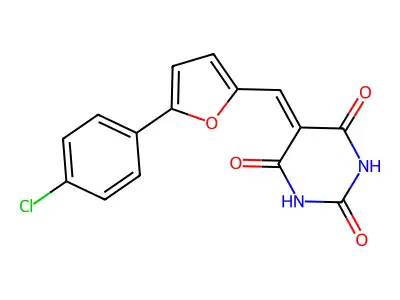 5-[5-(4-Chloro-phenyl)-furan-2-ylmethylene]-pyrimidine-2,4,6-trione structure