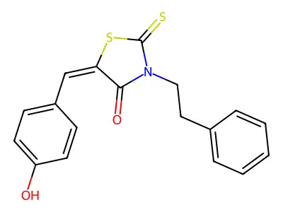 (5Z)-5-(4-hydroxybenzylidene)-3-(2-phenylethyl)-2-thioxo-1,3-thiazolidin-4-one structure