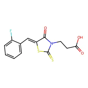 3-[5-(2-Fluoro-benzylidene)-4-oxo-2-thioxo-thiazolidin-3-yl]-propionic acid structure