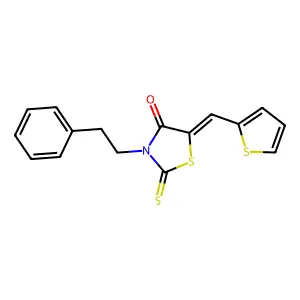 (Z)-3-phenethyl-5-(thiophen-2-ylmethylene)-2-thioxothiazolidin-4-one structure