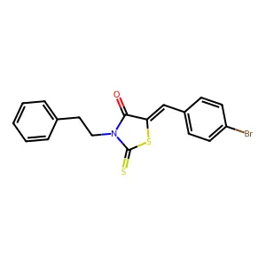 (5Z)-5-(4-bromobenzylidene)-3-(2-phenylethyl)-2-thioxo-1,3-thiazolidin-4-one structure