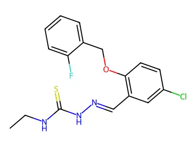 (2E)-2-{5-chloro-2-[(2-fluorobenzyl)oxy]benzylidene}-N-ethylhydrazinecarbothioamide structure