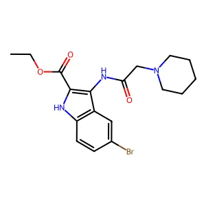 ethyl 5-bromo-3-[(piperidin-1-ylacetyl)amino]-1H-indole-2-carboxylate structure