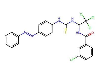 3-chloro-N-{2,2,2-trichloro-1-[({4-[(E)-phenyldiazenyl]anilino}carbothioyl)amino]ethyl}benzamide structure