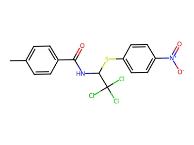 4-Methyl-N-[2,2,2-trichloro-1-(4-nitro-phenylsulfanyl)-ethyl]-benzamide structure