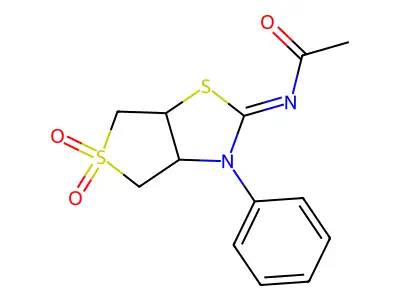 N-(5,5-dioxido-3-phenyltetrahydrothieno[3,4-d][1,3]thiazol-2(3H)-ylidene)acetamide structure