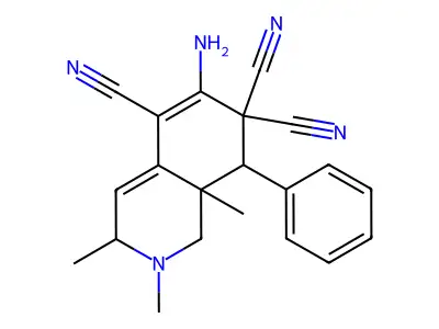 6-amino-2,3,8a-trimethyl-8-phenyl-3,8-dihydro-1H-isoquinoline-5,7,7-tricarbonitrile structure