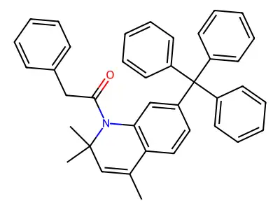 2-phenyl-1-(2,2,4-trimethyl-7-tritylquinolin-1(2H)-yl)ethanone structure