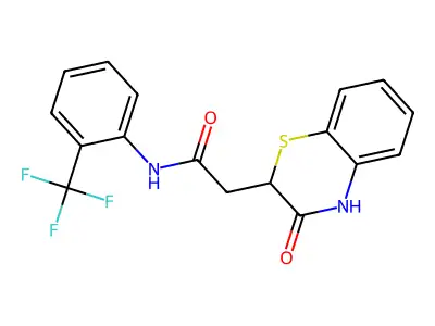 2-(3-Oxo-3,4-dihydro-2H-1,4-benzothiazin-2-YL)-N-(2-(tri-F-ME)phenyl)acetamide structure