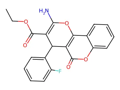 ethyl 2-amino-4-(2-fluorophenyl)-5-oxo-4H,5H-pyrano[3,2-c]chromene-3-carboxylate structure