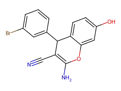 2-Amino-4-(3-bromophenyl)-7-hydroxy-4H-chromene-3-carbonitrile structure