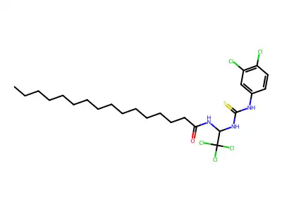 N-(2,2,2-Trichloro-1-(((3,4-dichloroanilino)carbothioyl)amino)ET)hexadecanamide structure
