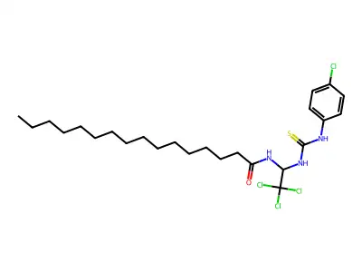 N-(2,2,2-Trichloro-1-(((4-chloroanilino)carbothioyl)amino)ethyl)hexadecanamide structure