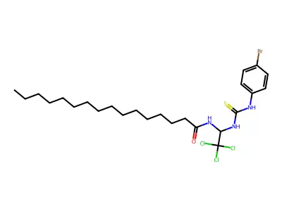 N-(1-(((4-Bromoanilino)carbothioyl)amino)-2,2,2-trichloroethyl)hexadecanamide structure