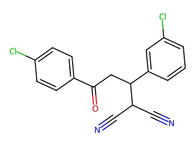 2-(1-(3-Chlorophenyl)-3-(4-chlorophenyl)-3-oxopropyl)malononitrile structure